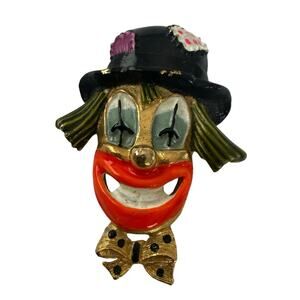 Vintage creepy clown brooch